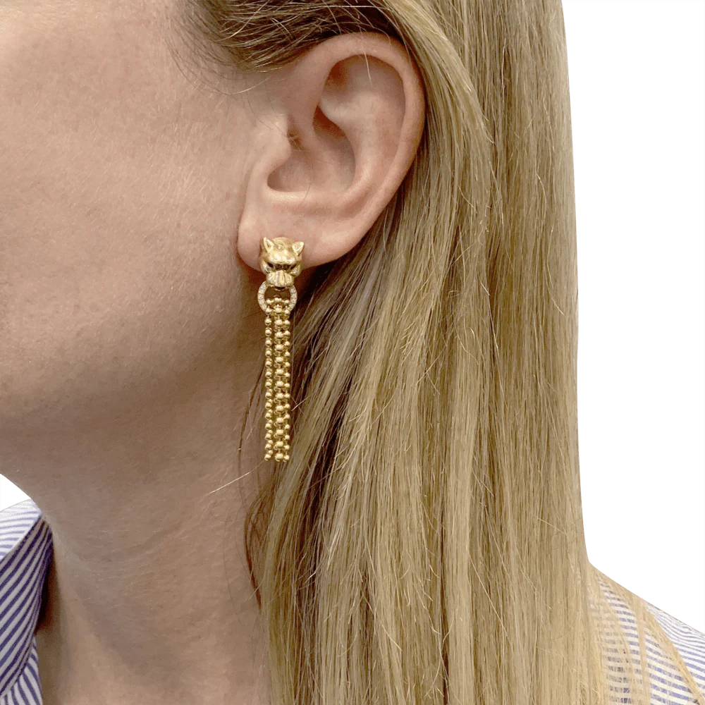 Boucles d'oreilles CARTIER, "Panthère de Cartier", or jaune, diamants, tsavorites et onyx. - Image 6