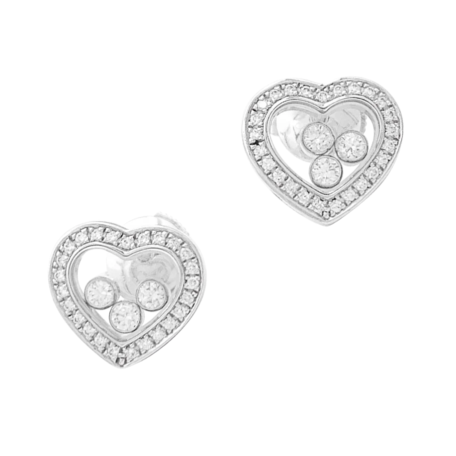 Boucles d'oreilles Chopard "Happy Diamonds" or blanc, diamants. - Image 6