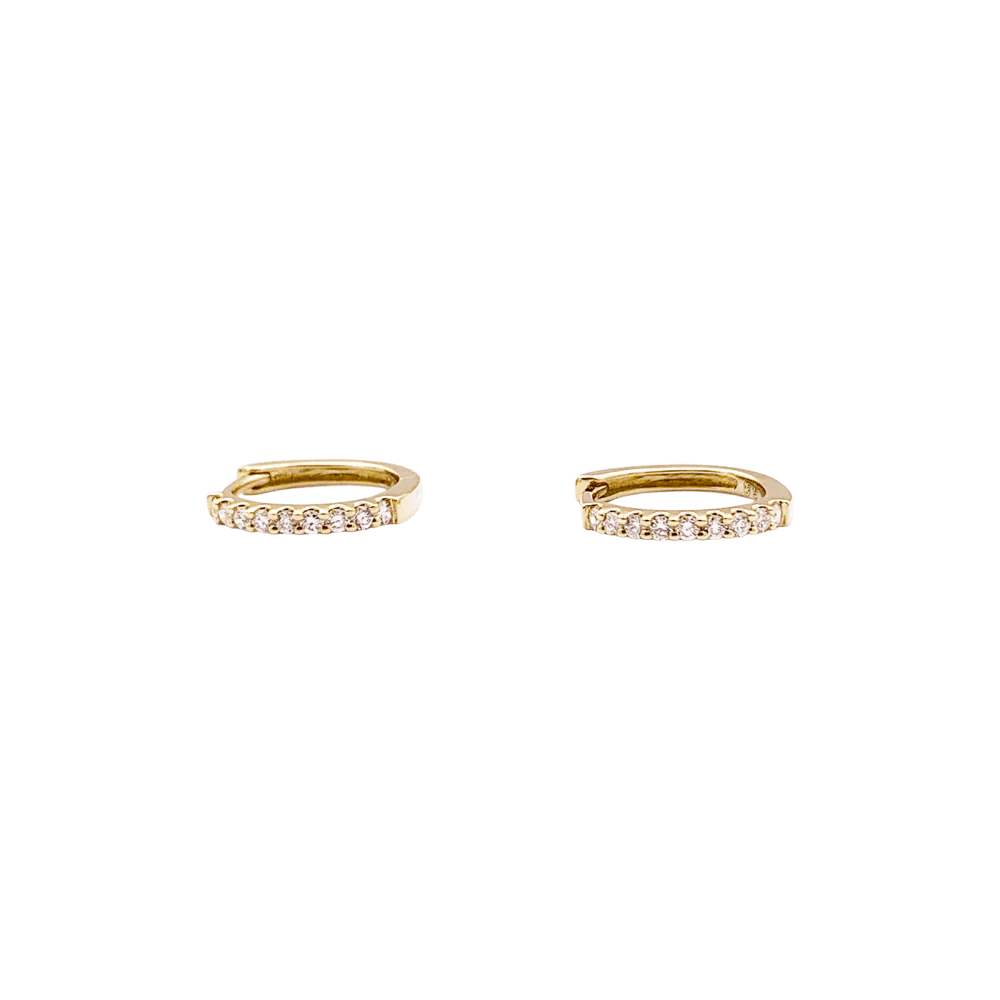Boucles d'oreilles créoles, or jaune, diamants. - Image 3