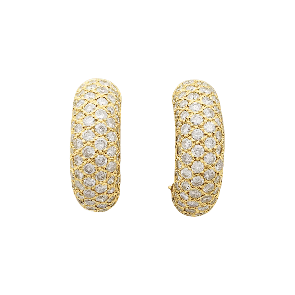 Boucles d'oreilles demi-créoles or jaune et diamants.