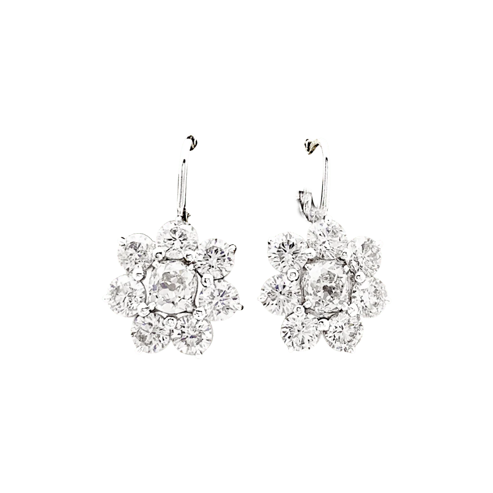 Boucles d'oreilles dormeuses, or blanc et diamants. - Image 6