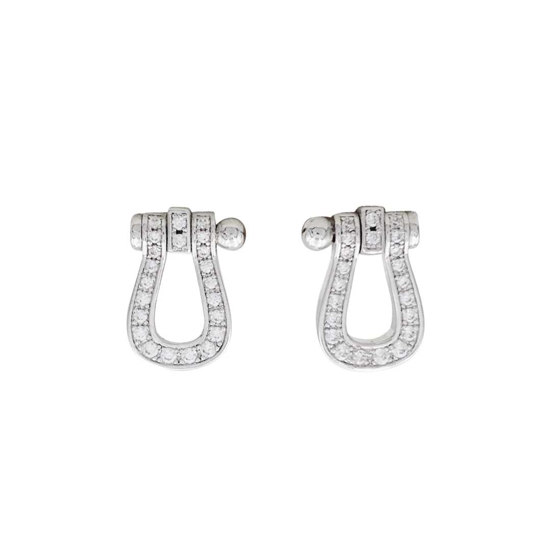Boucles d'oreilles Fred, "Force 10", or blanc, diamants. - Image 2