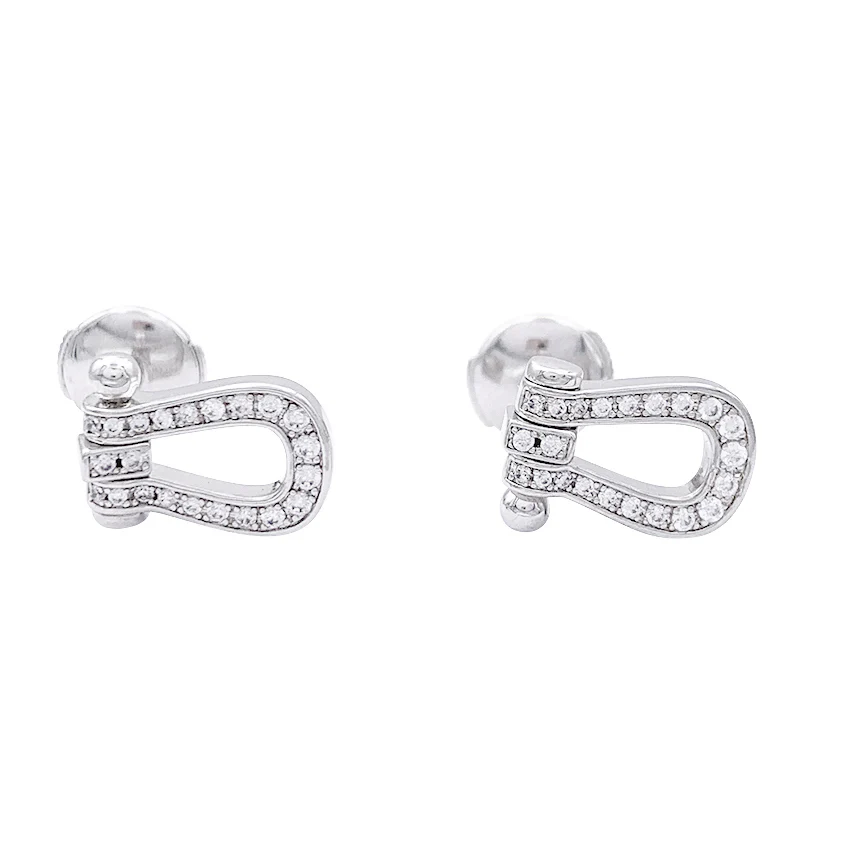 Boucles d'oreilles Fred, "Force 10", or blanc, diamants. - Image 3