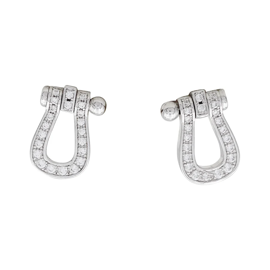 Boucles d'oreilles Fred, "Force 10", or blanc, diamants. - Image 4