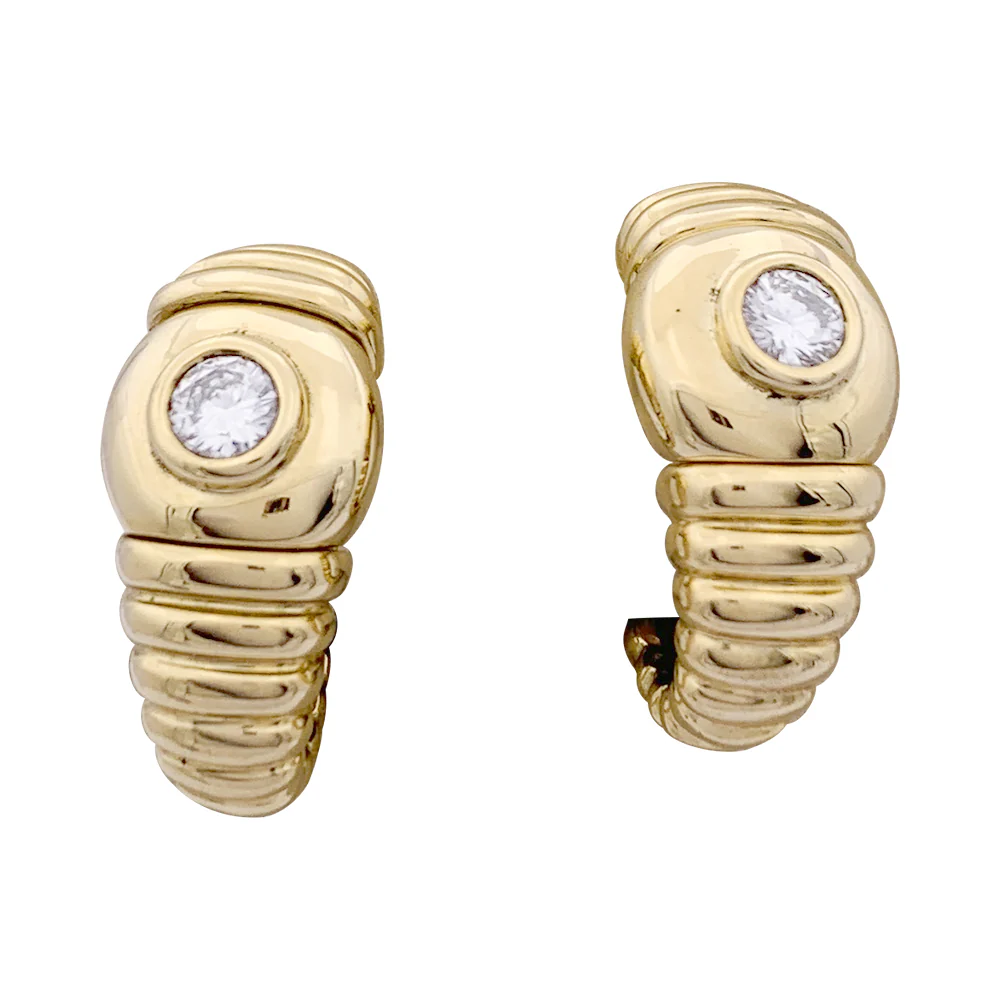 Boucles d'oreilles Fred, or jaune, diamants. - Image 3
