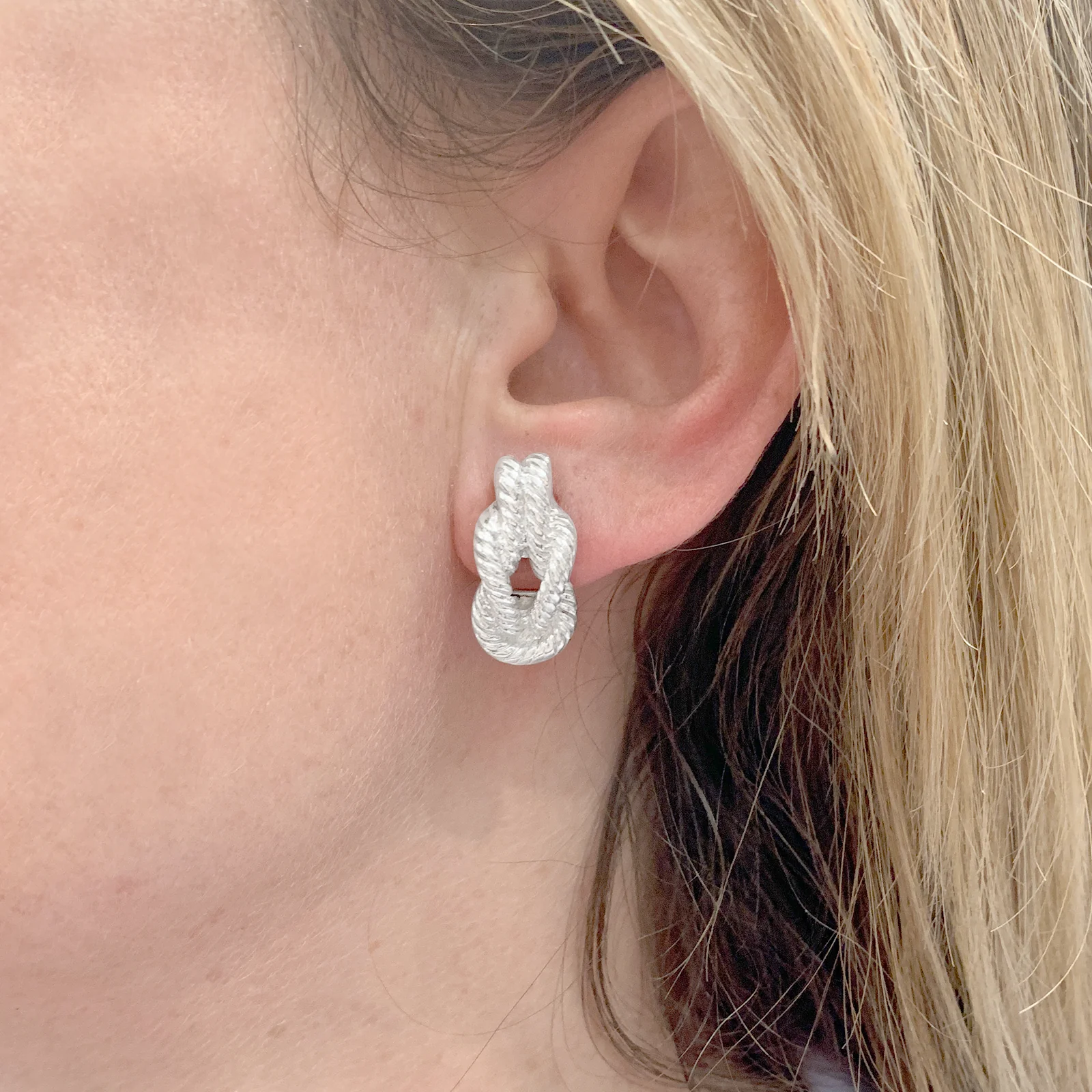 Boucles d'oreilles HERMÈS, "Audierne" en argent. - Image 5