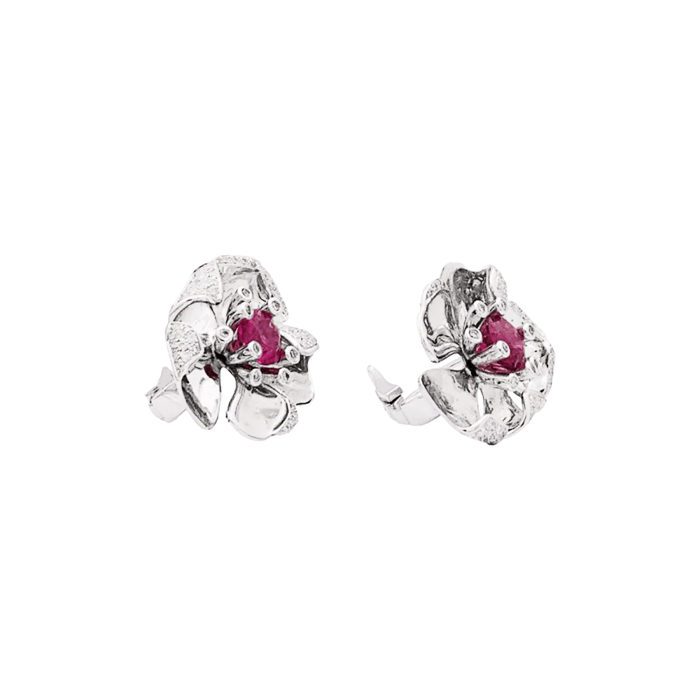 Boucles d'oreilles Mellerio, "Fleurs", or blanc, tourmalines, diamants. - Image 4