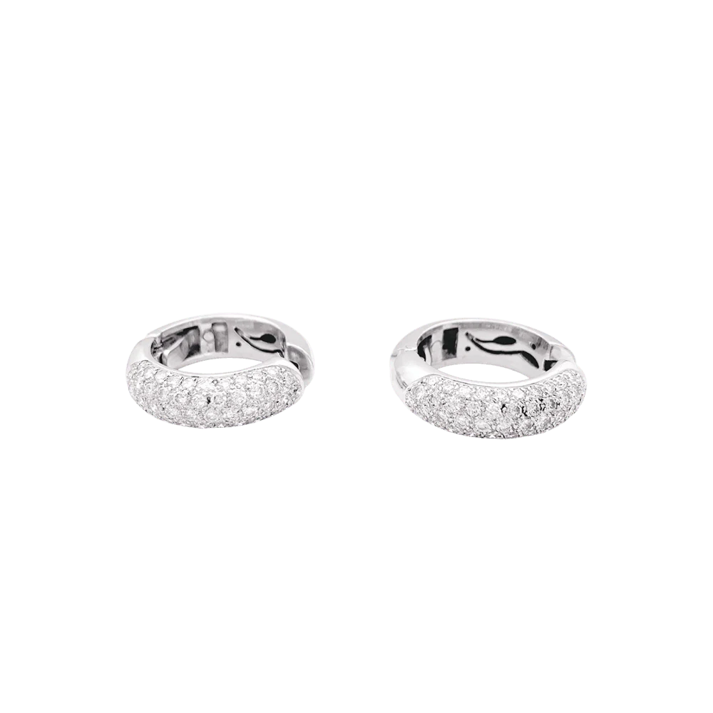 Boucles d'oreilles or blanc, diamants. - Image 3