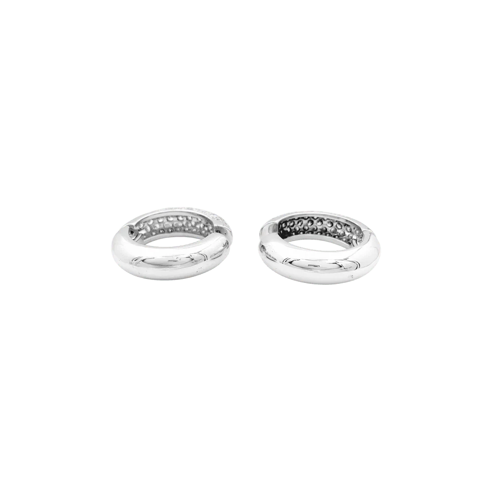 Boucles d'oreilles or blanc, diamants. - Image 4