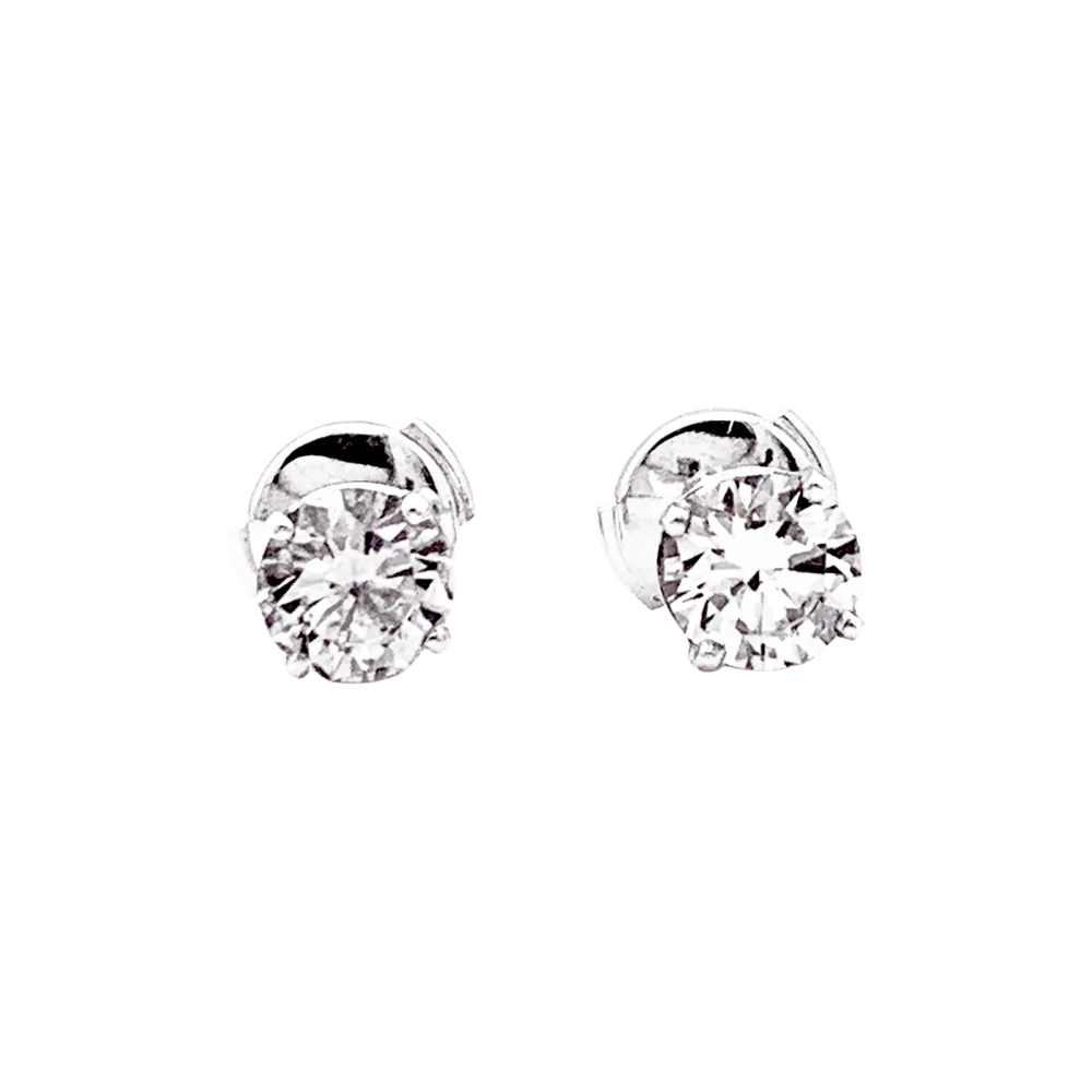 Boucles d'oreilles or blanc et diamants. - Image 2