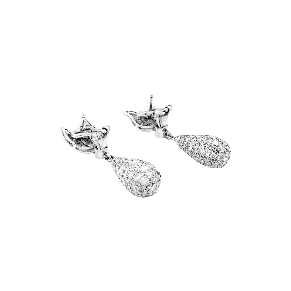 Boucles d'oreilles or blanc et diamants. - Image 2
