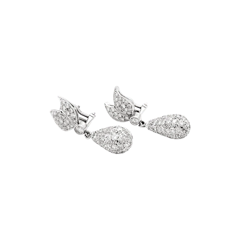 Boucles d'oreilles or blanc et diamants. - Image 3