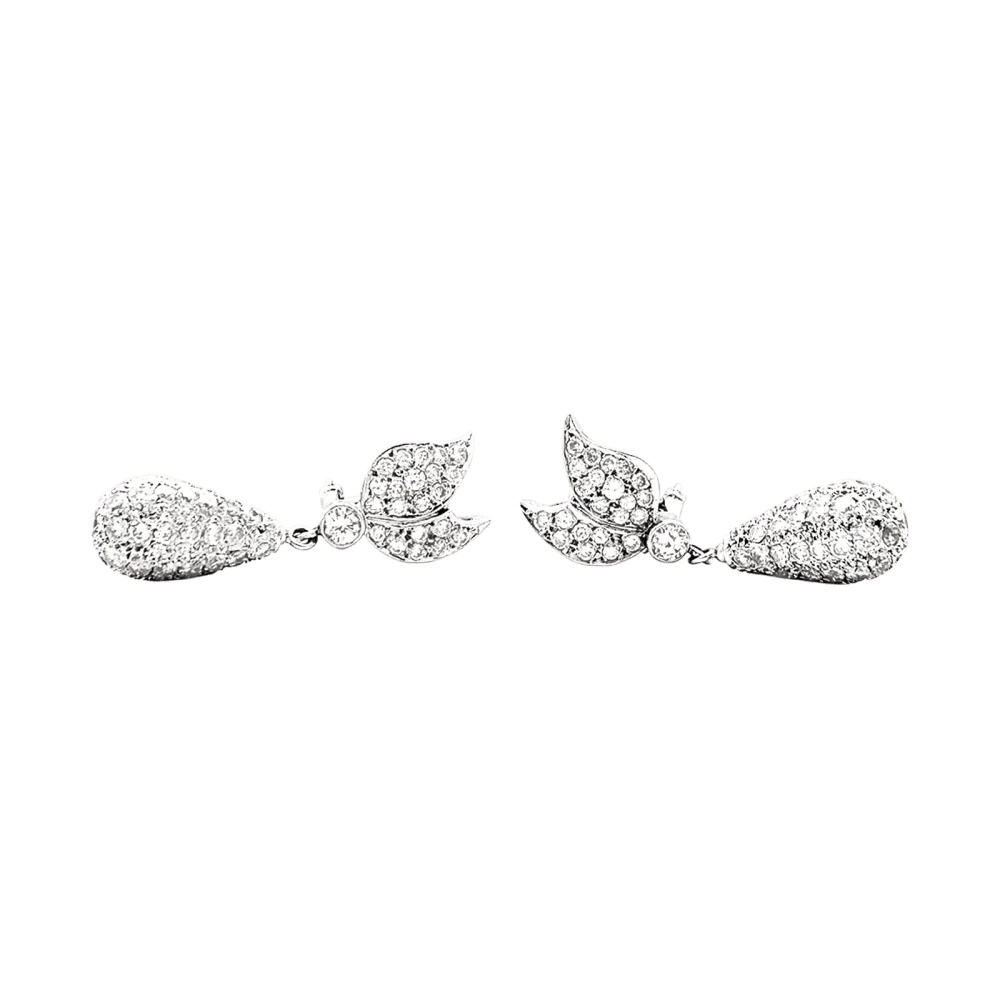 Boucles d'oreilles or blanc et diamants. - Image 5
