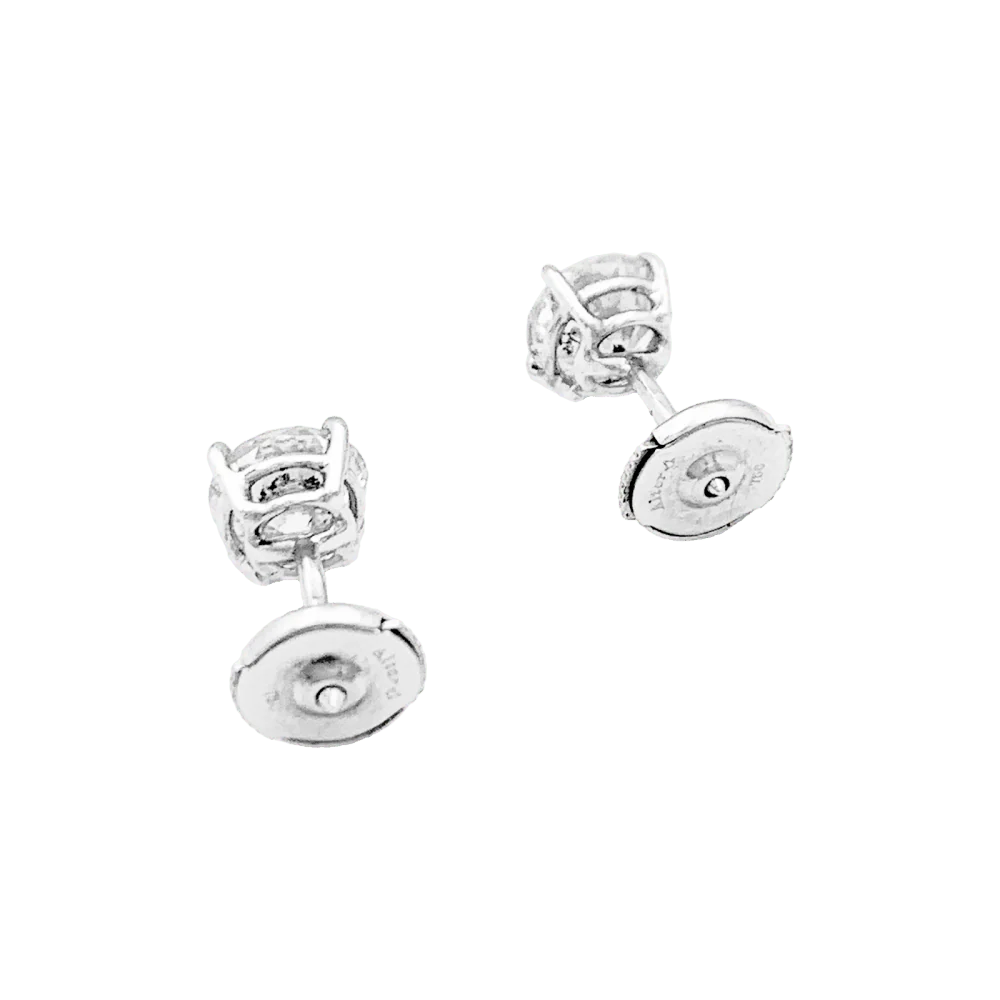 Boucles d'oreilles or blanc et diamants. - Image 5