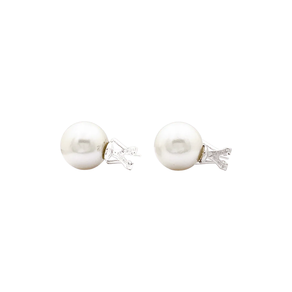 Boucles d'oreilles perles et diamants. - Image 4