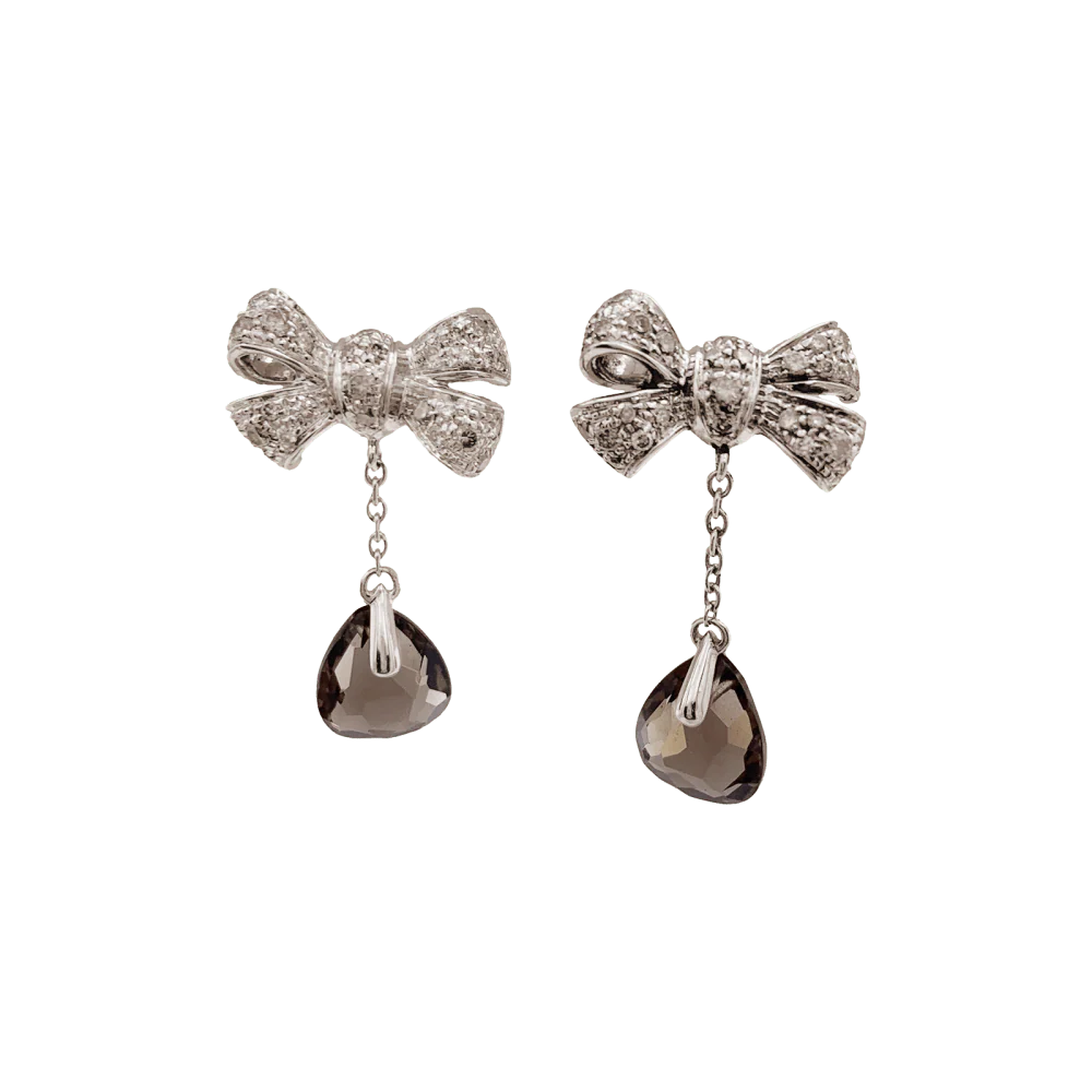 Boucles d'oreilles Pomellato, "Forever", or naturel, diamants, quartz fumé. - Image 4