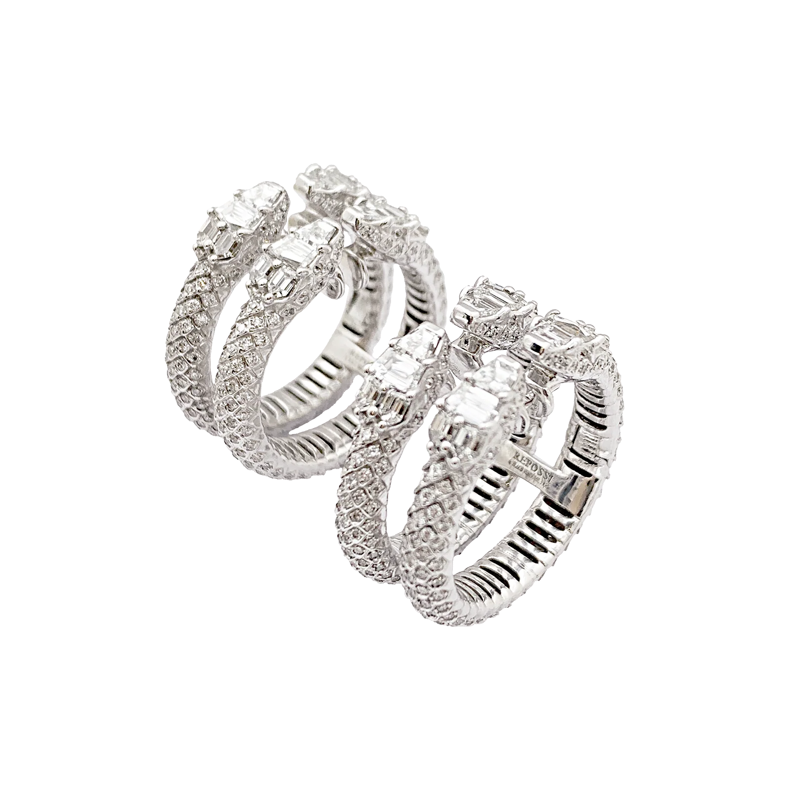 Boucles d'oreilles Repossi "Ophydienne", or blanc, diamants. - Image 3