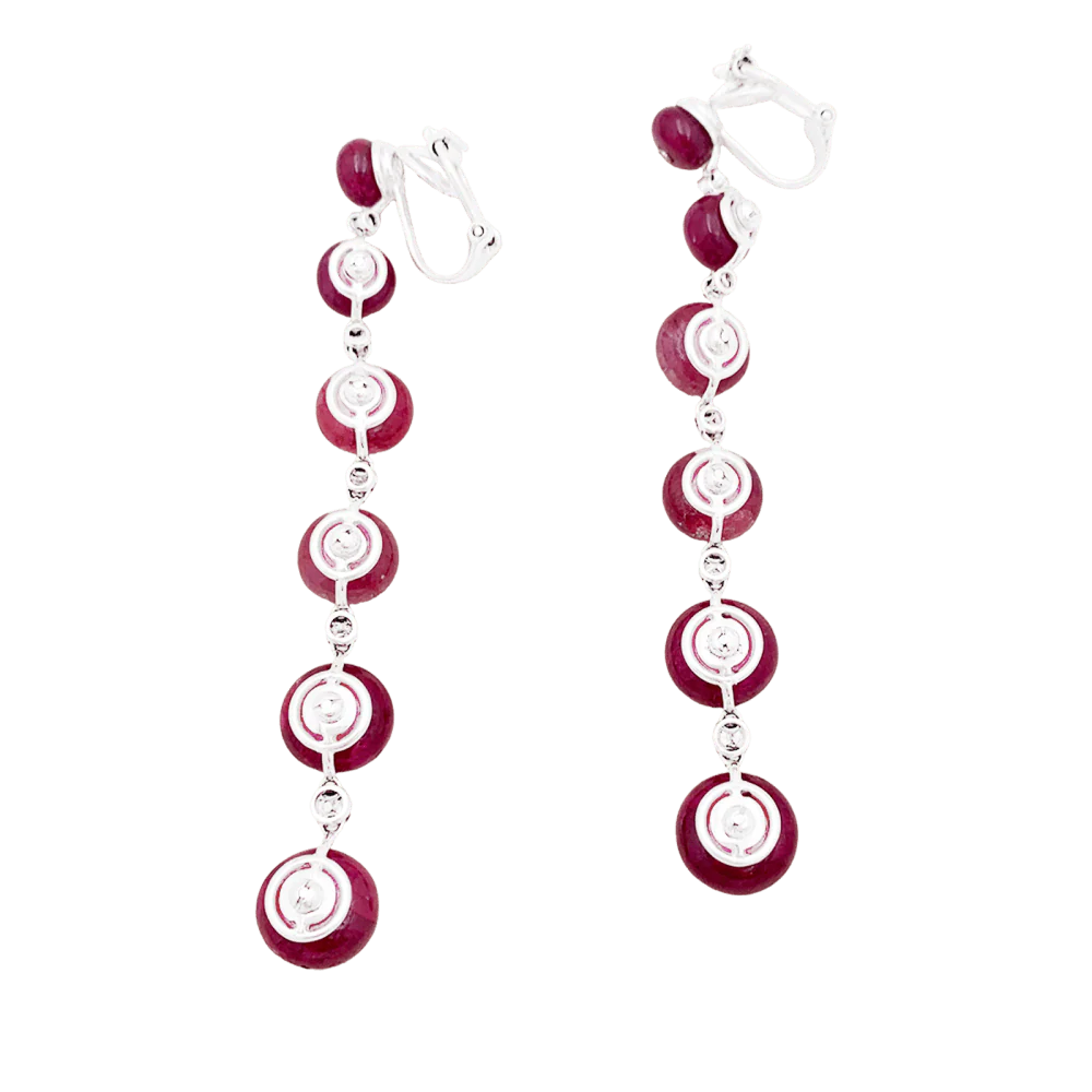 Boucles d'oreilles Repossi, or blanc, rubis et diamants. - Image 4