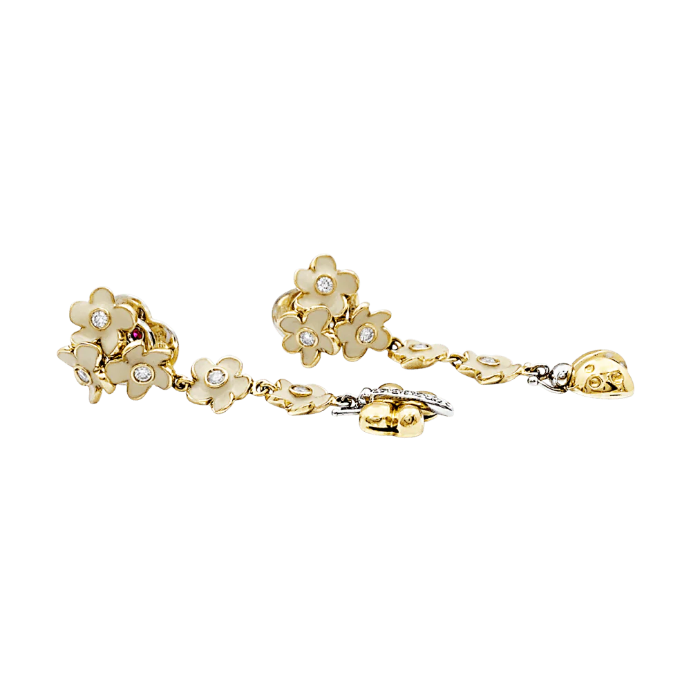 Boucles d'oreilles Roberto Coin, or rose, diamants, émail. - Image 2