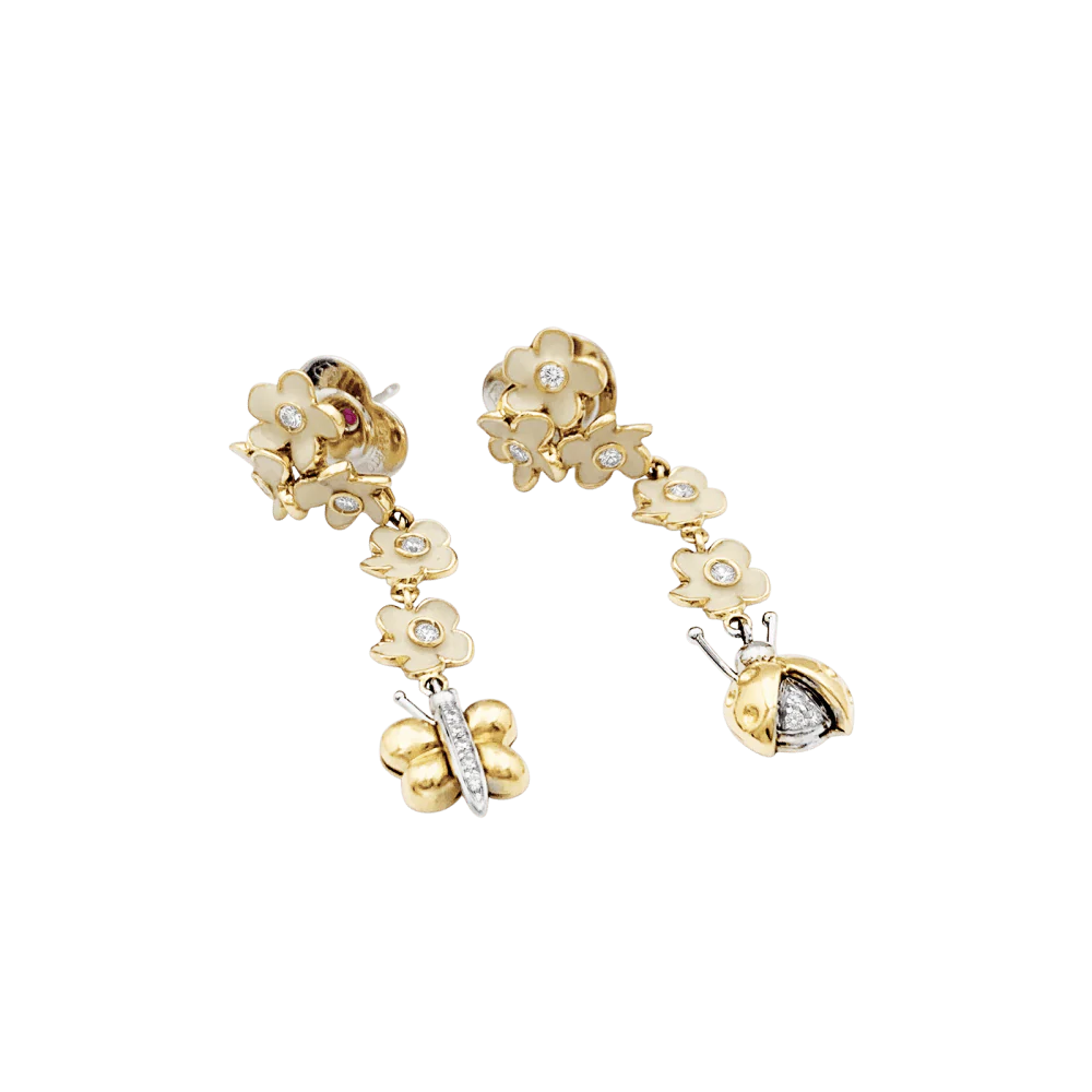 Boucles d'oreilles Roberto Coin, or rose, diamants, émail. - Image 3