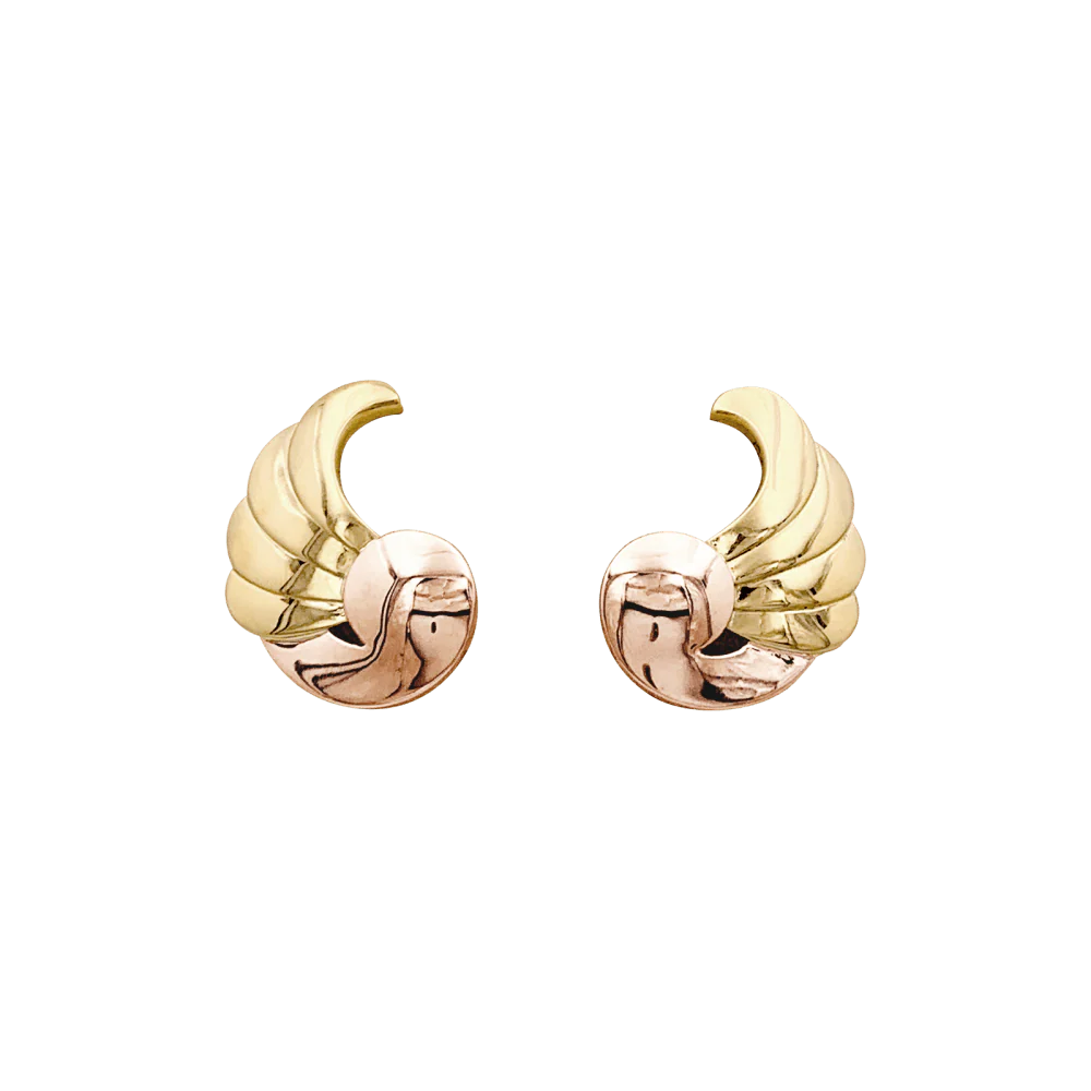 Boucles d'oreilles vintage "Ailes", deux ors. - Image 2