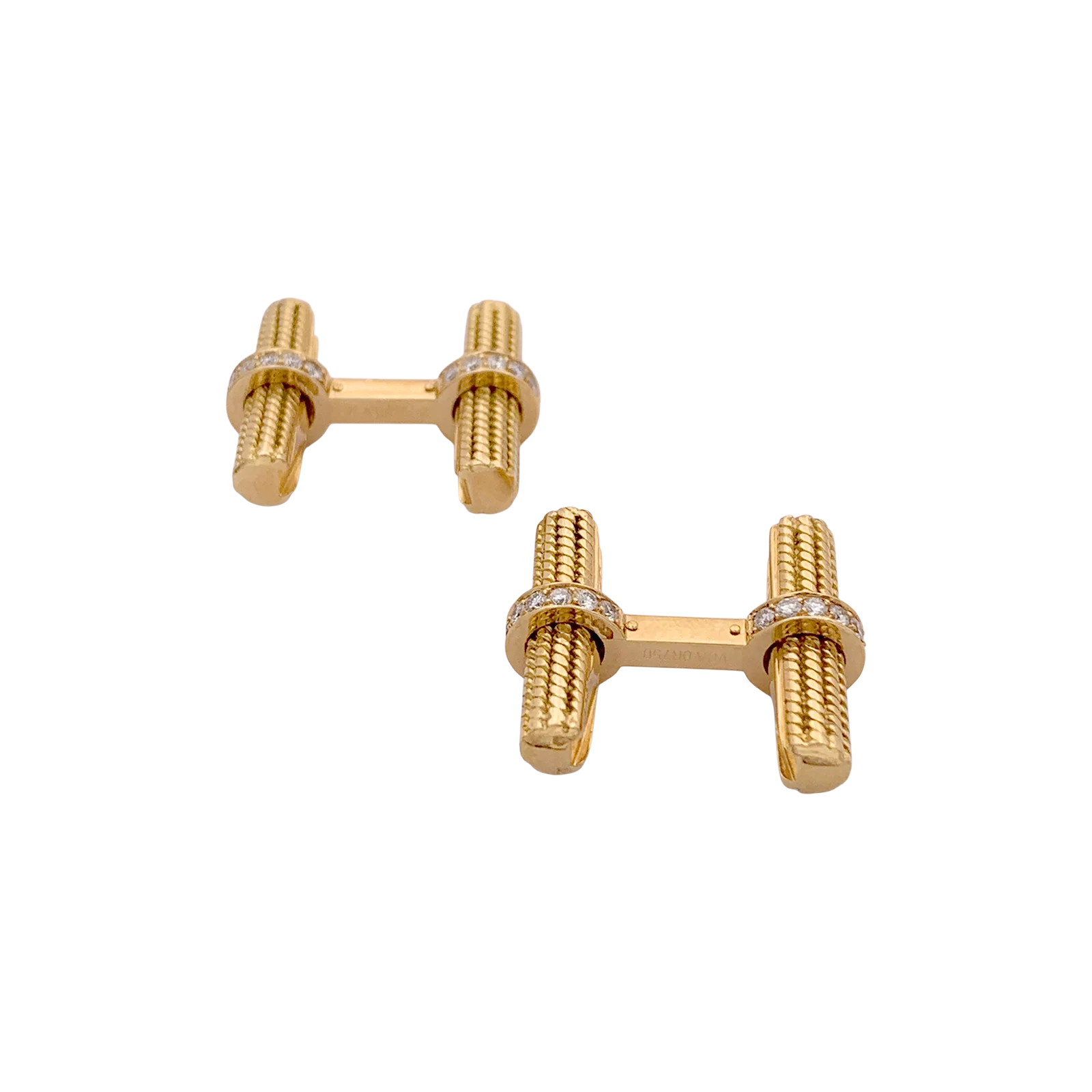 Boutons de manchette VAN CLEEF ET ARPELS, or jaune et diamants. - Image 6