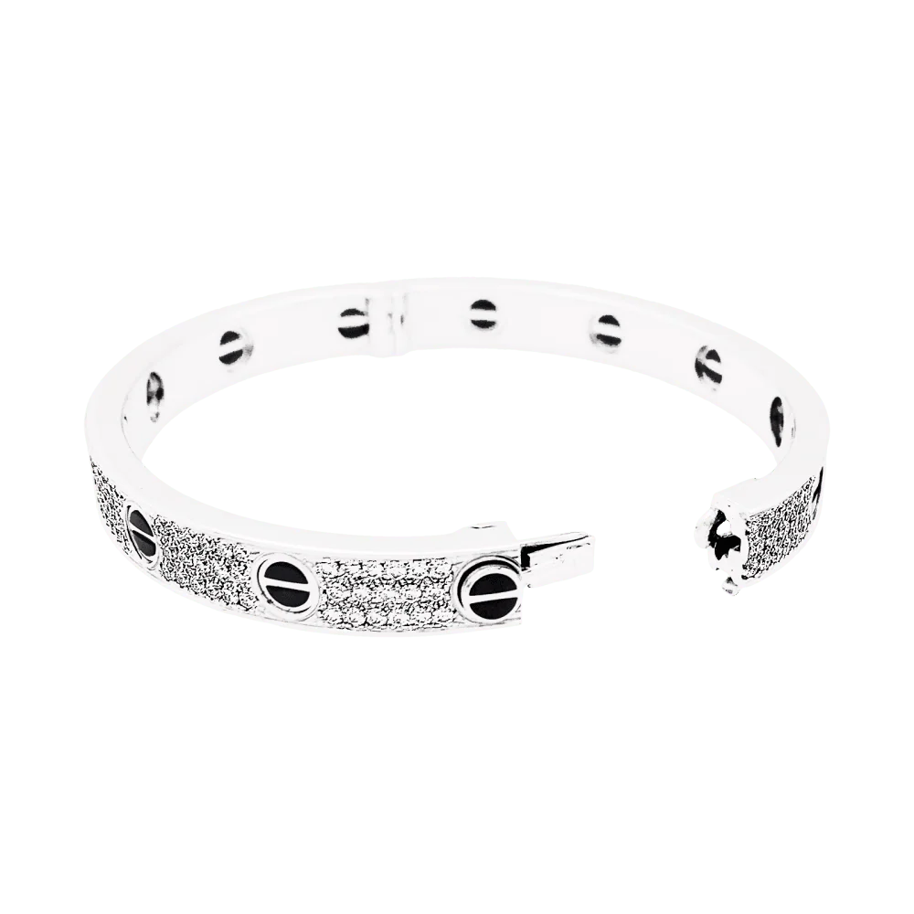 Bracelet Cartier, "Love", or blanc et diamants. - Image 5