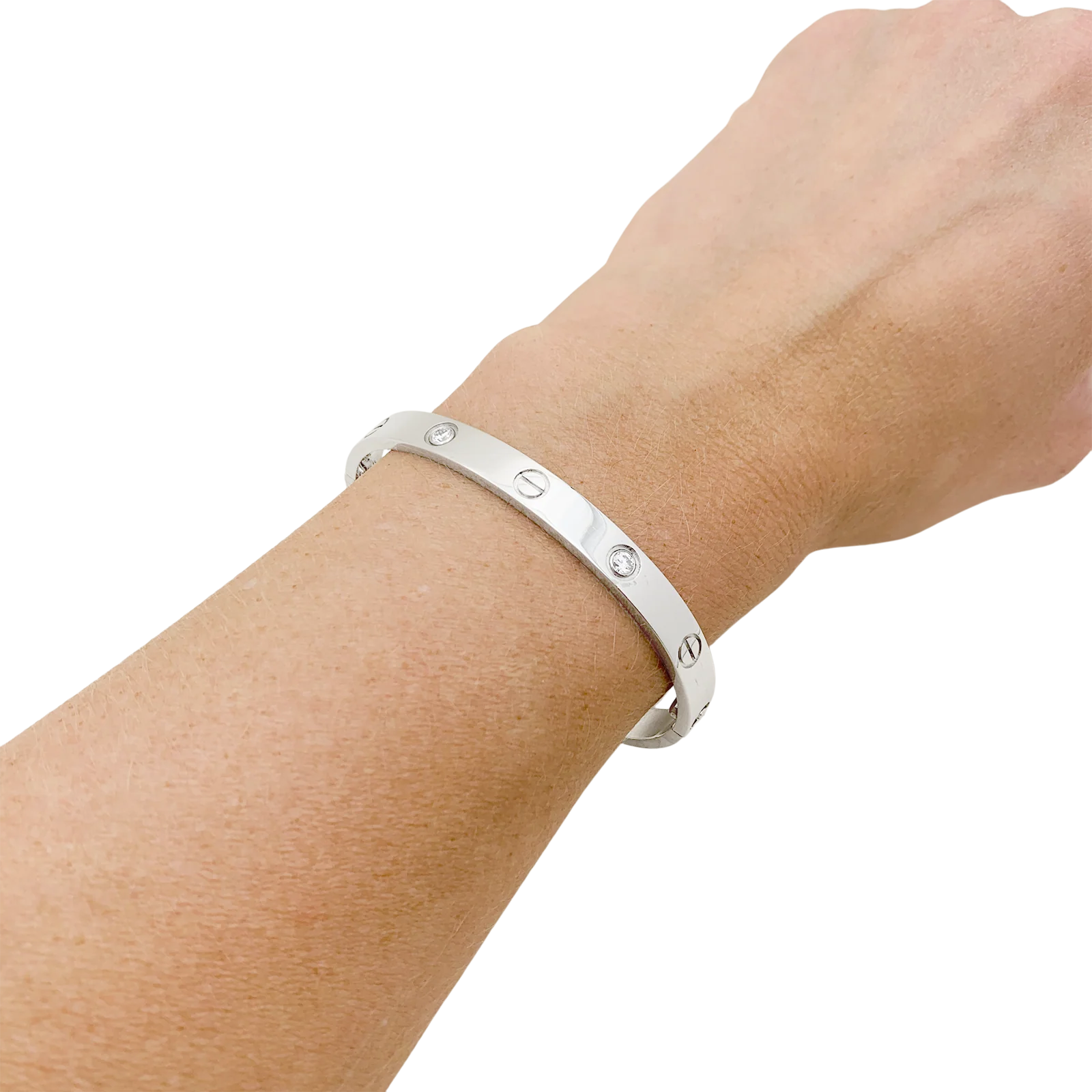 Bracelet Cartier, "Love", or blanc et diamants. - Image 6