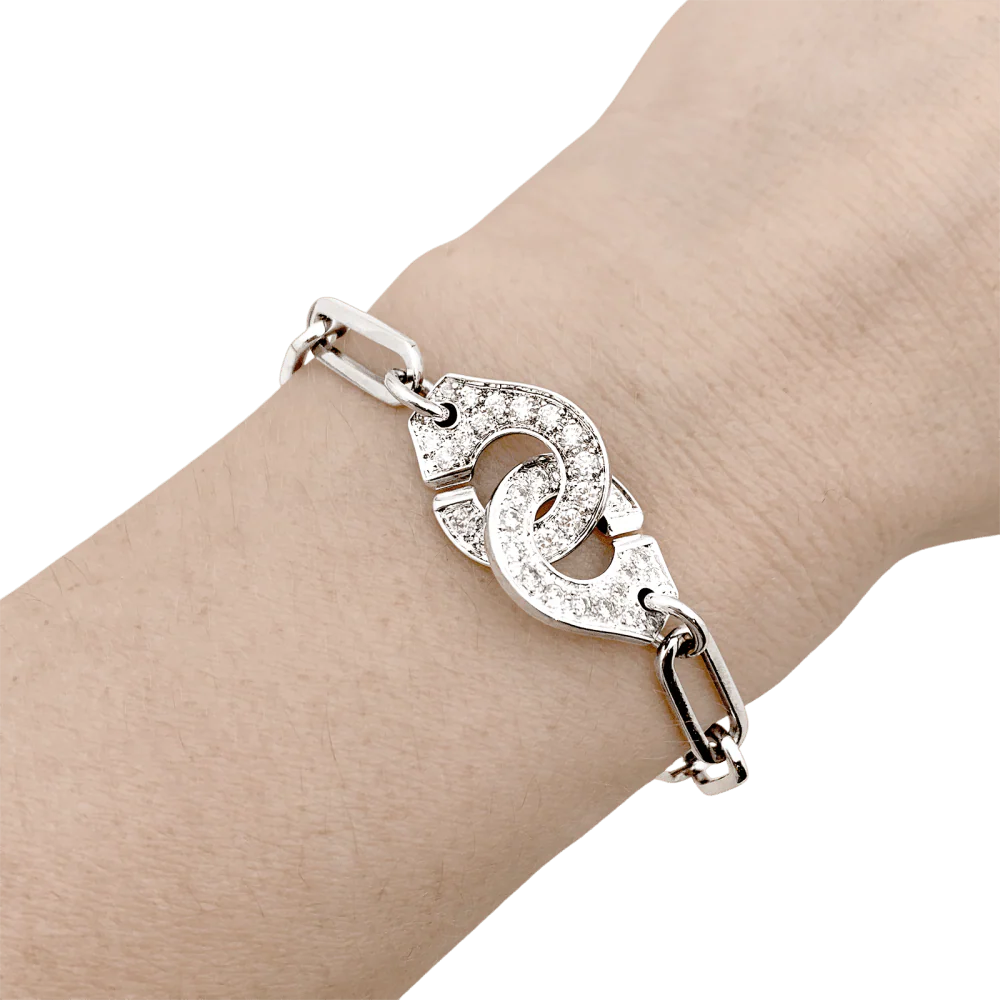 Bracelet Dinh Van, "Menottes", or blanc et diamants. - Image 6