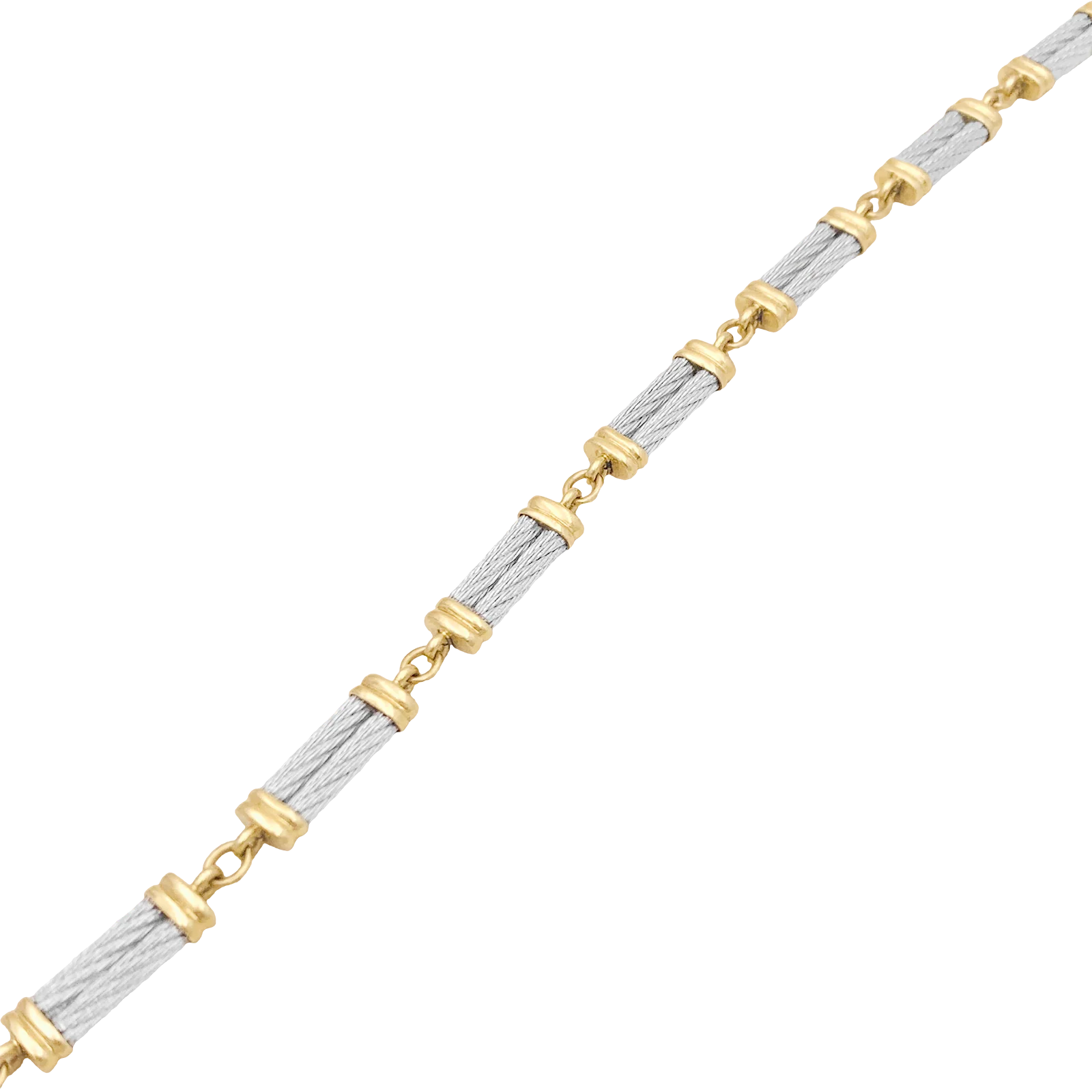 Bracelet Fred, "Force 10", en or jaune, acier. - Image 2