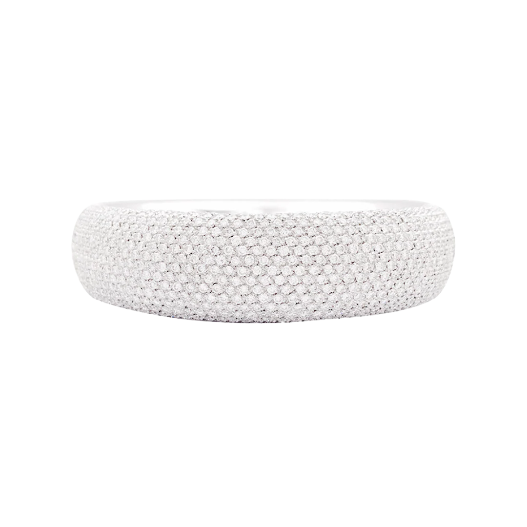 Bracelet jonc en or blanc, pavage diamants.