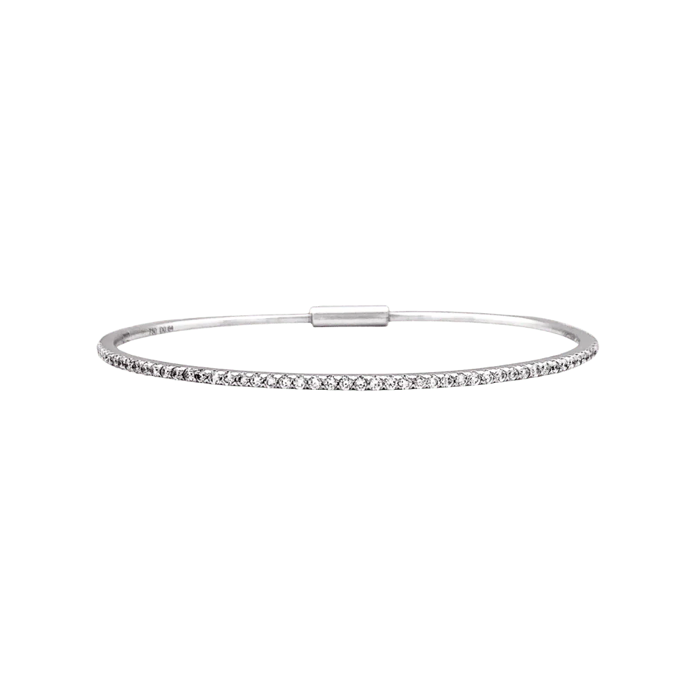 Bracelet jonc or blanc et diamants.