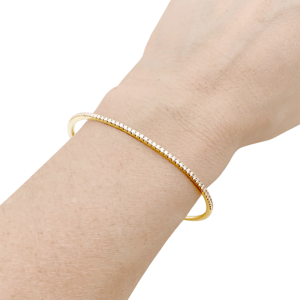 Bracelet jonc or jaune et diamants. - Image 6