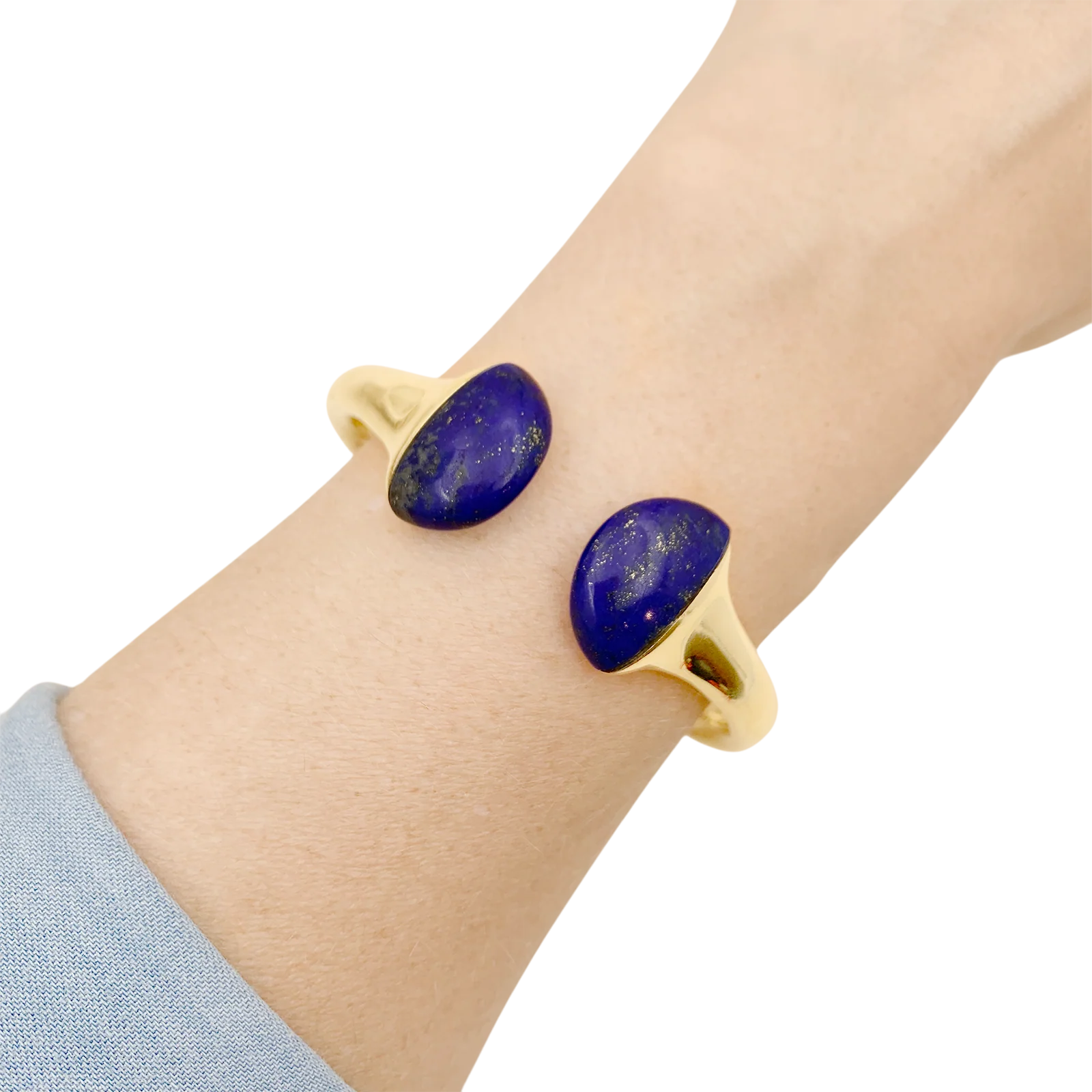 Bracelet jonc, or jaune et lapis-lazuli. - Image 5