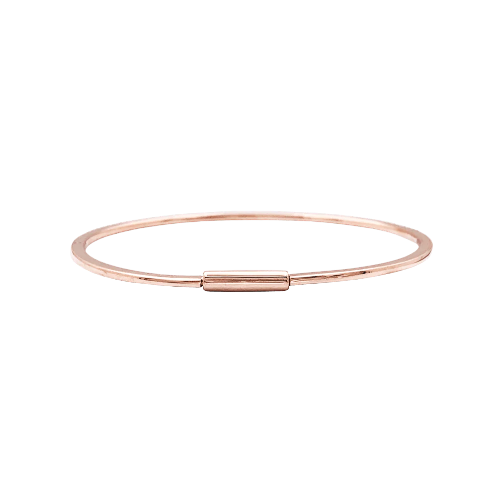 Bracelet jonc or rose et diamants. - Image 4