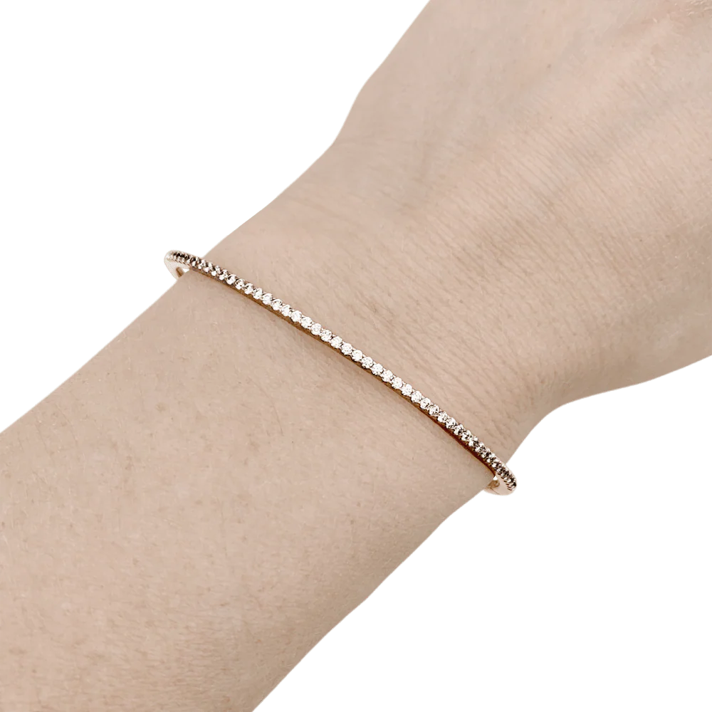 Bracelet jonc or rose et diamants. - Image 5