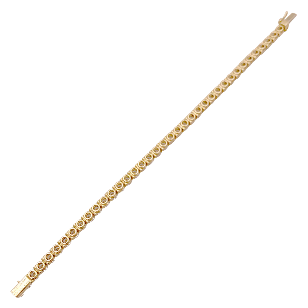 Bracelet ligne Cartier, or jaune et diamants. - Image 3