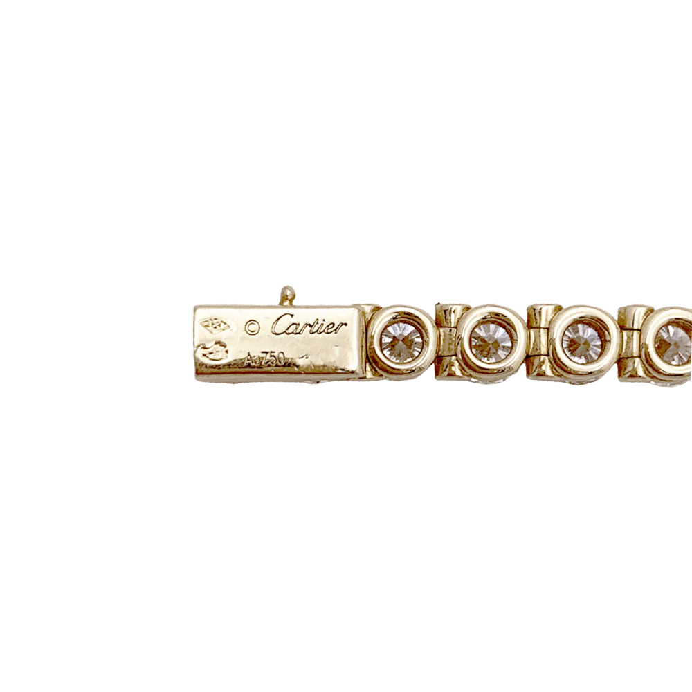 Bracelet ligne Cartier, or jaune et diamants. - Image 4