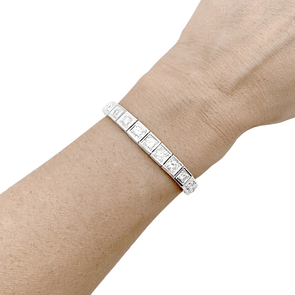 Bracelet ligne en or blanc, 4 carats de diamants. - Image 7