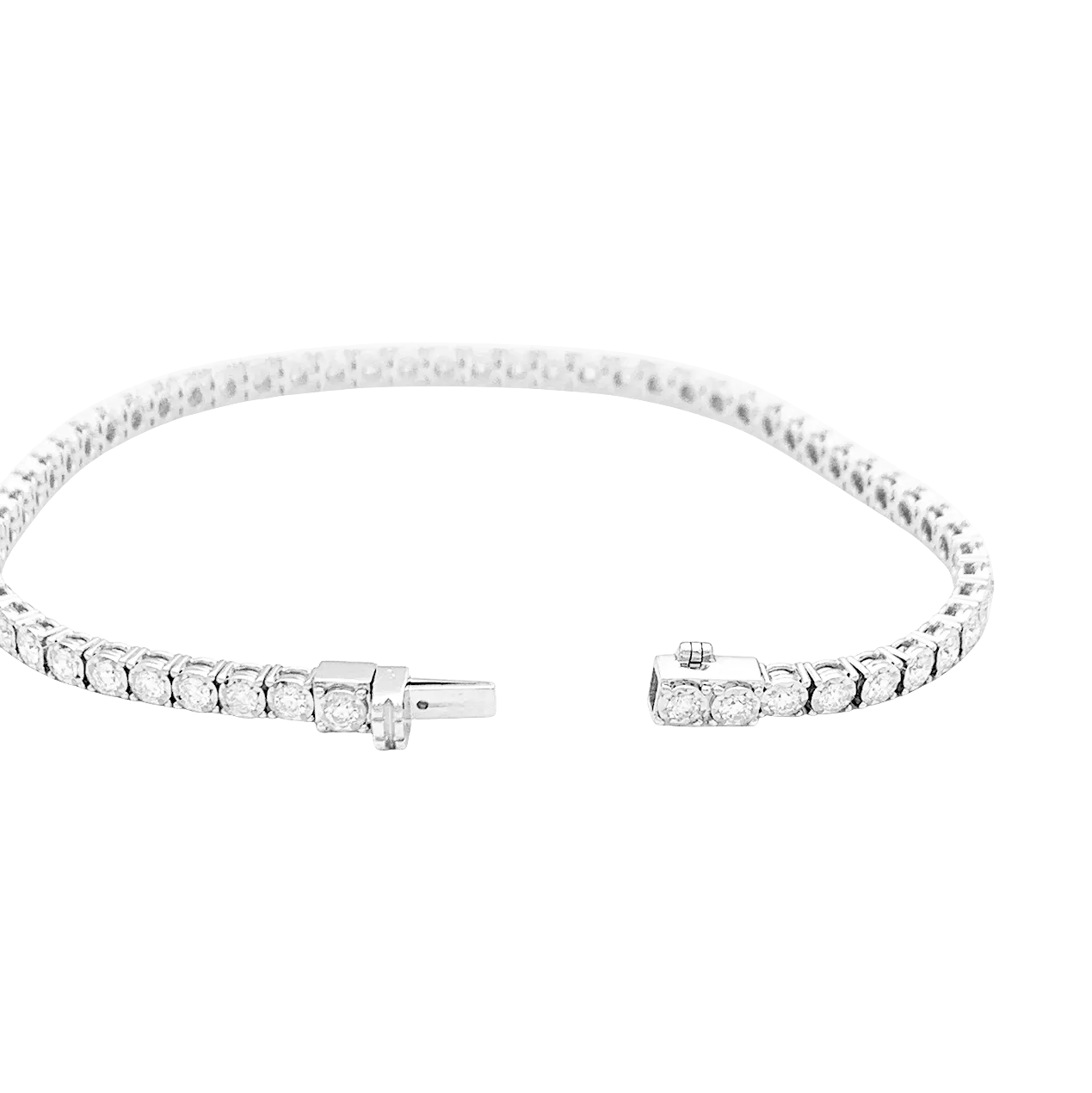 Bracelet ligne or blanc, diamants. - Image 3