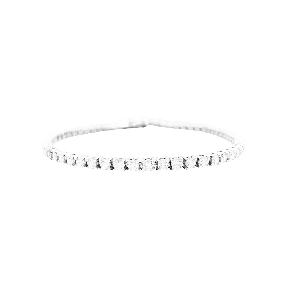 Bracelet ligne, or blanc et diamants.