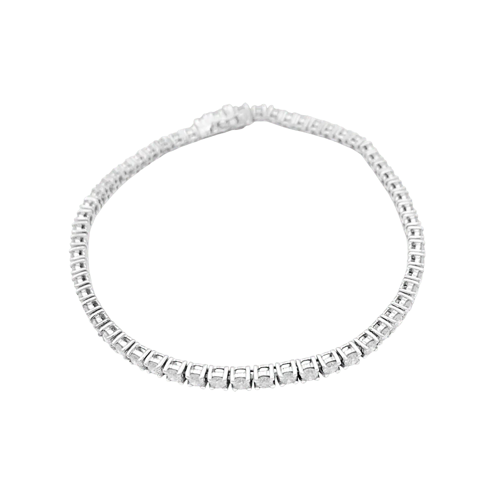 Bracelet ligne, or blanc et diamants. - Image 2