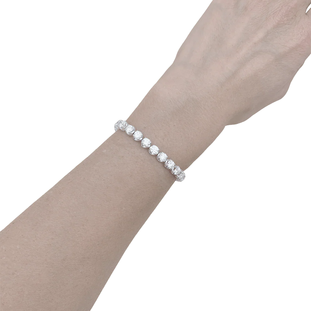 Bracelet ligne, or blanc et diamants. - Image 6