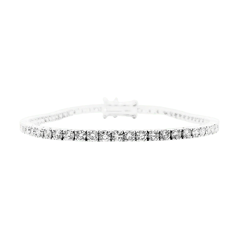 Bracelet ligne, or blanc et diamants.