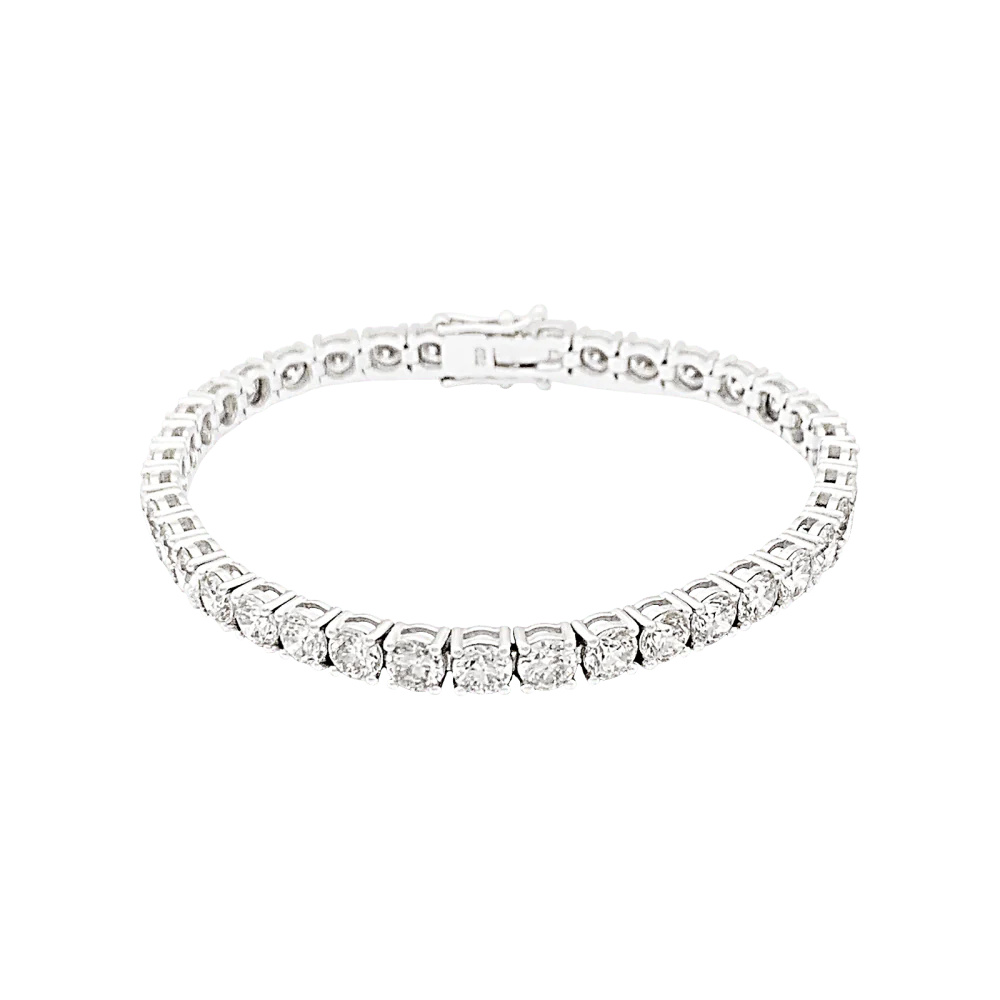 Bracelet ligne, or blanc et diamants. - Image 2