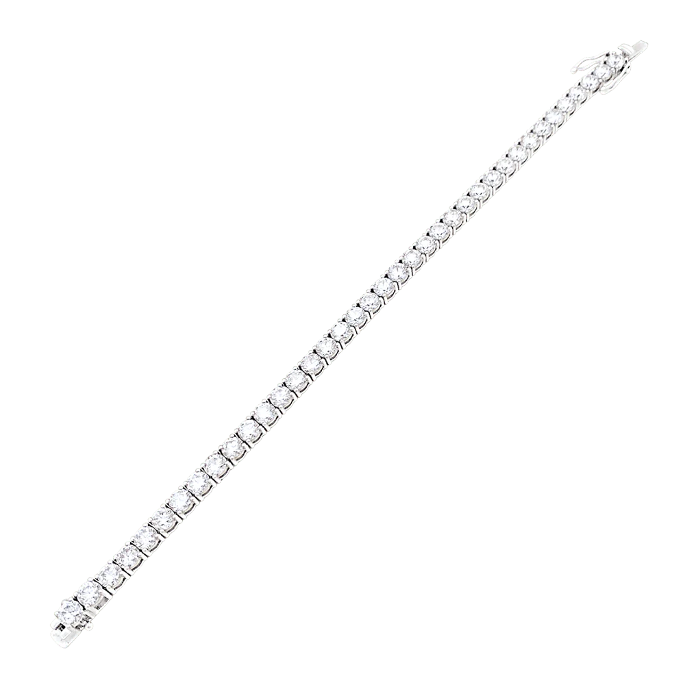 Bracelet ligne, or blanc et diamants. - Image 4