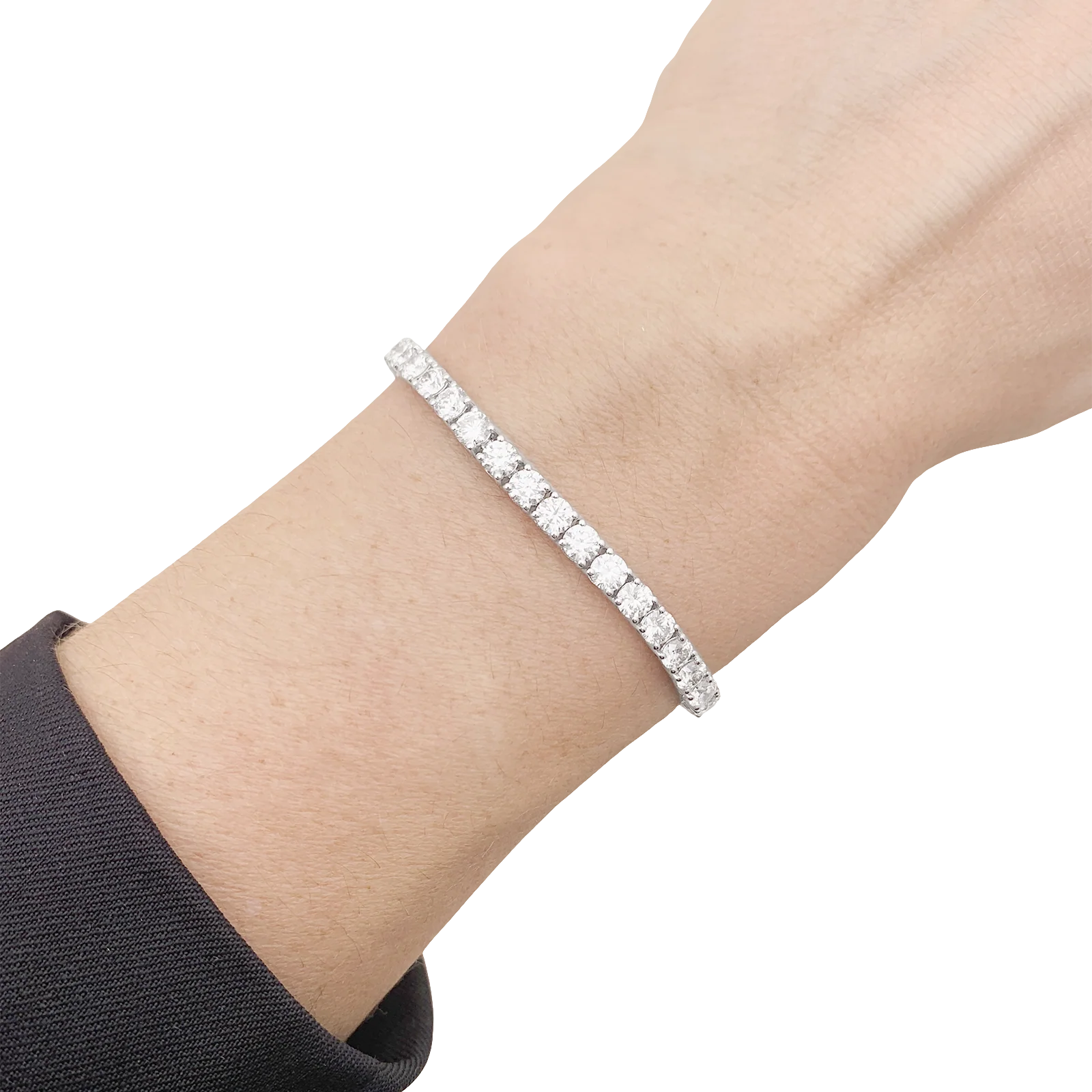 Bracelet ligne or blanc et diamants. - Image 5