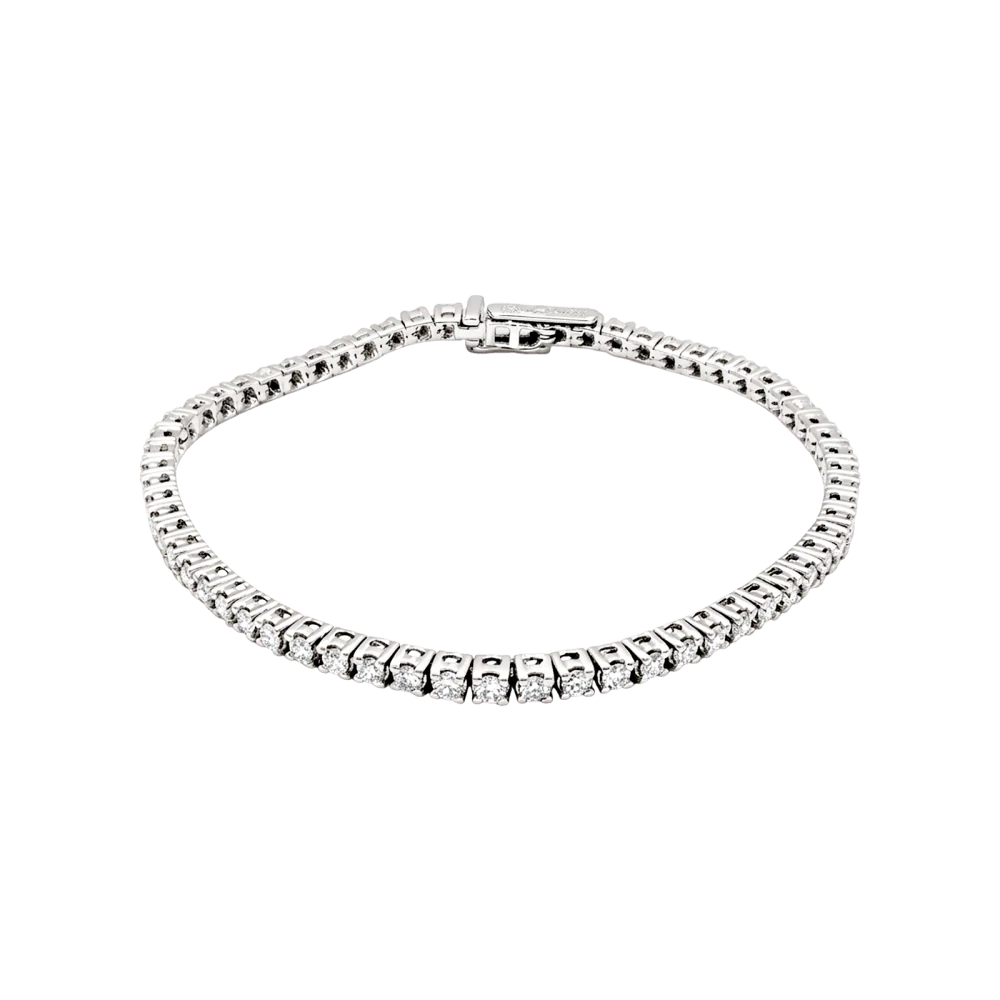 Bracelet ligne, or blanc et diamants. - Image 2
