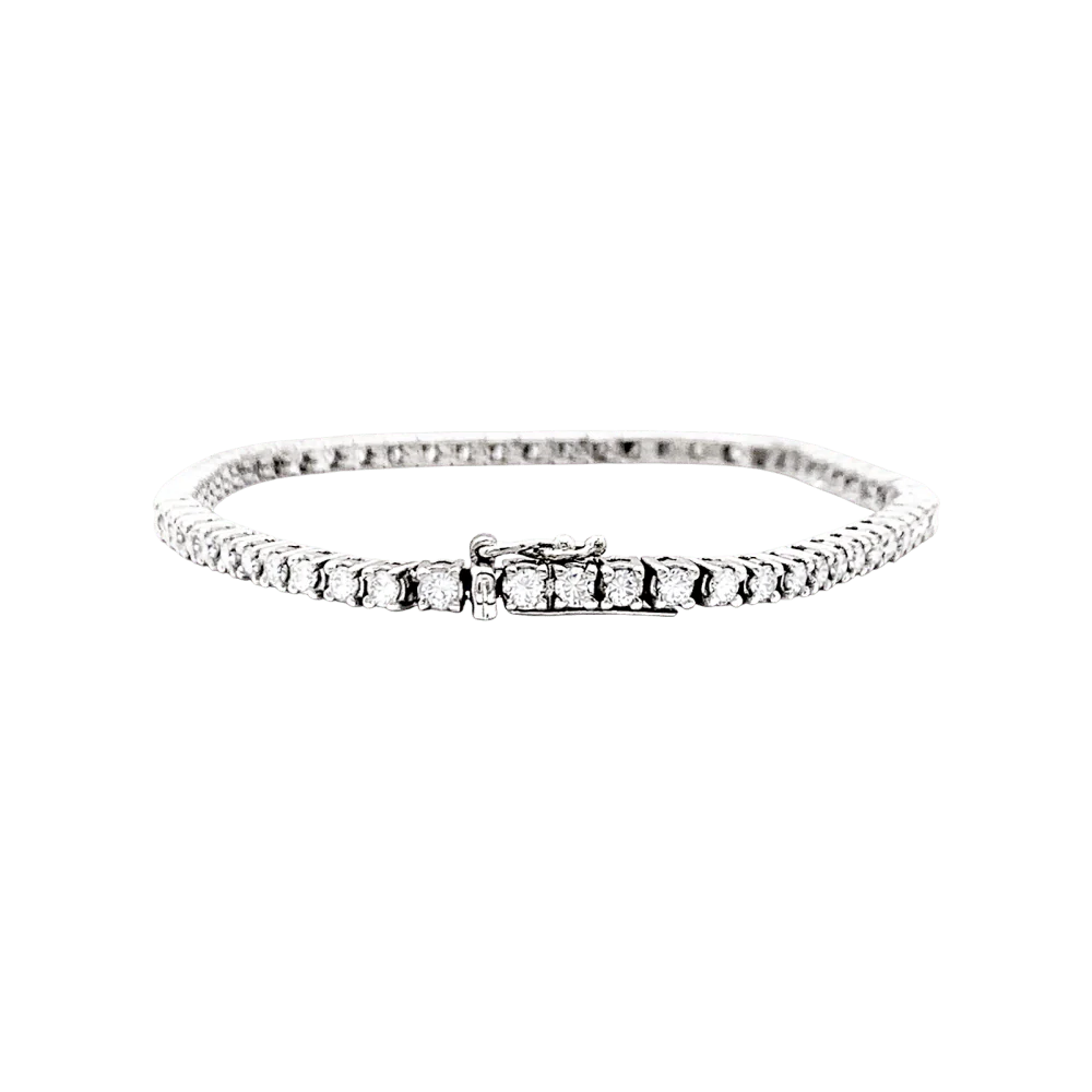Bracelet ligne, or blanc et diamants. - Image 4
