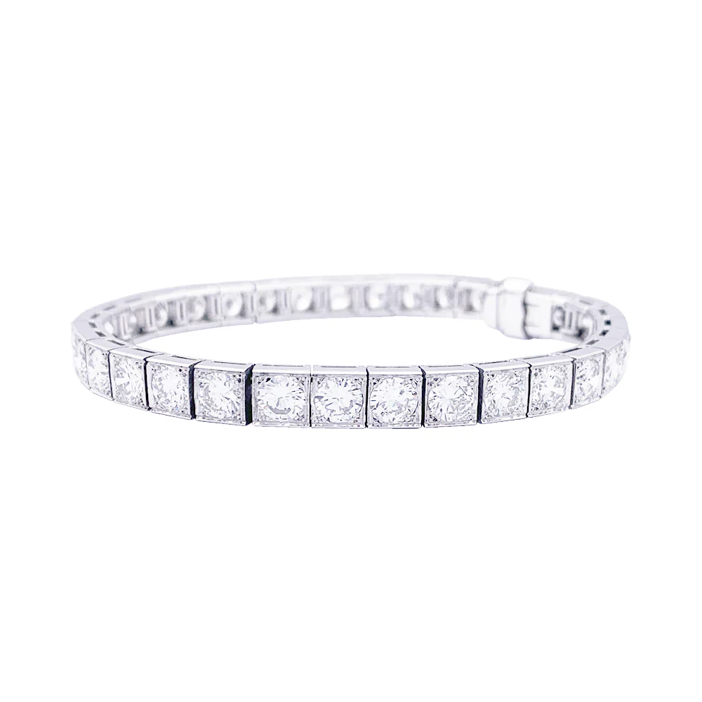 Bracelet ligne or blanc, platine, diamants. - Image 2